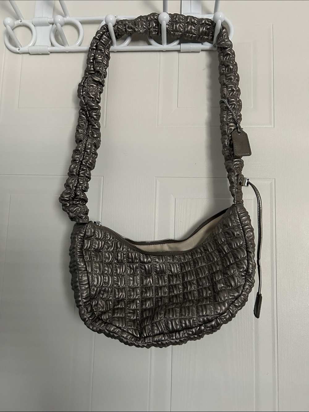 Pixie Mood Metallic Pewter Quilted Shoulder Bag